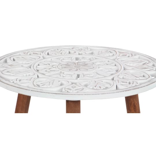 White Wood Contemporary Accent Table